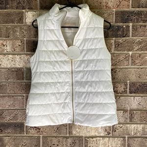 Michael Kors NWT White Gold Zip Sleevless Puffer Vest Small
